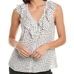 CAbi Polka Dot top Ruffle Blouse